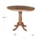 International Concepts Round 36 in Round Top Pedestal Table with 12 in Leaf, 35.3 in H, Distressed Oak, 36 W, 48 L, Wood K42-36RXT-6B - alternate 3
